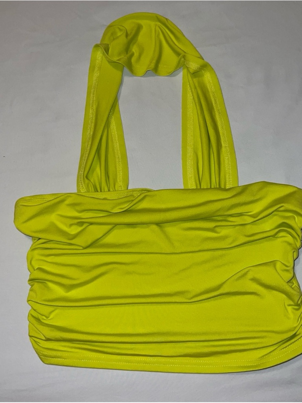 Women’s Neon Yellow Ruched Shoulder Tote